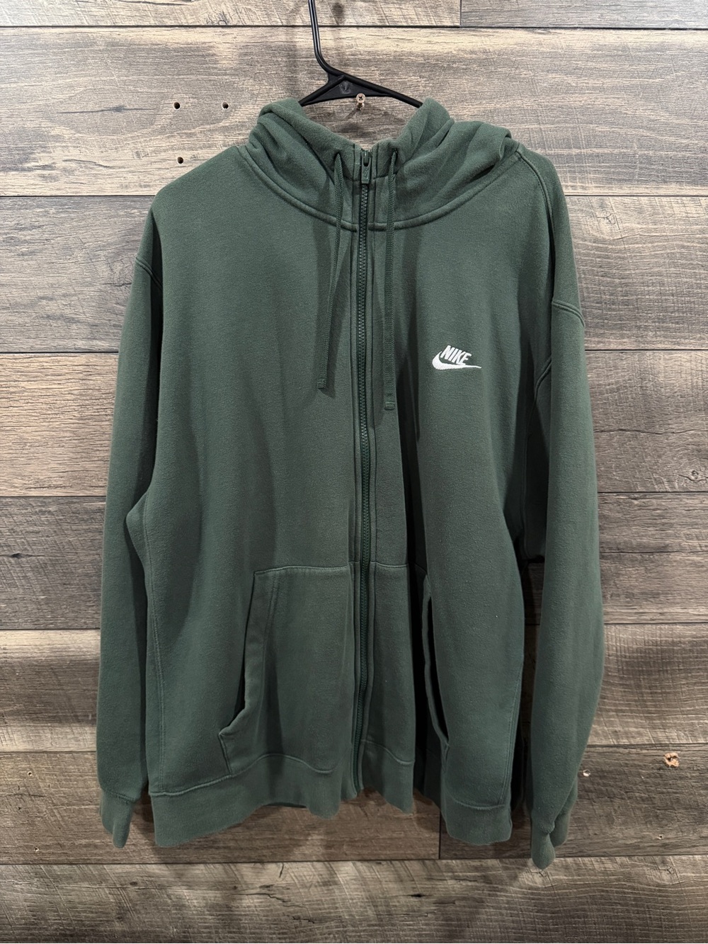 Nike Dark Green Full-Zip Hoodie with White Swoosh
